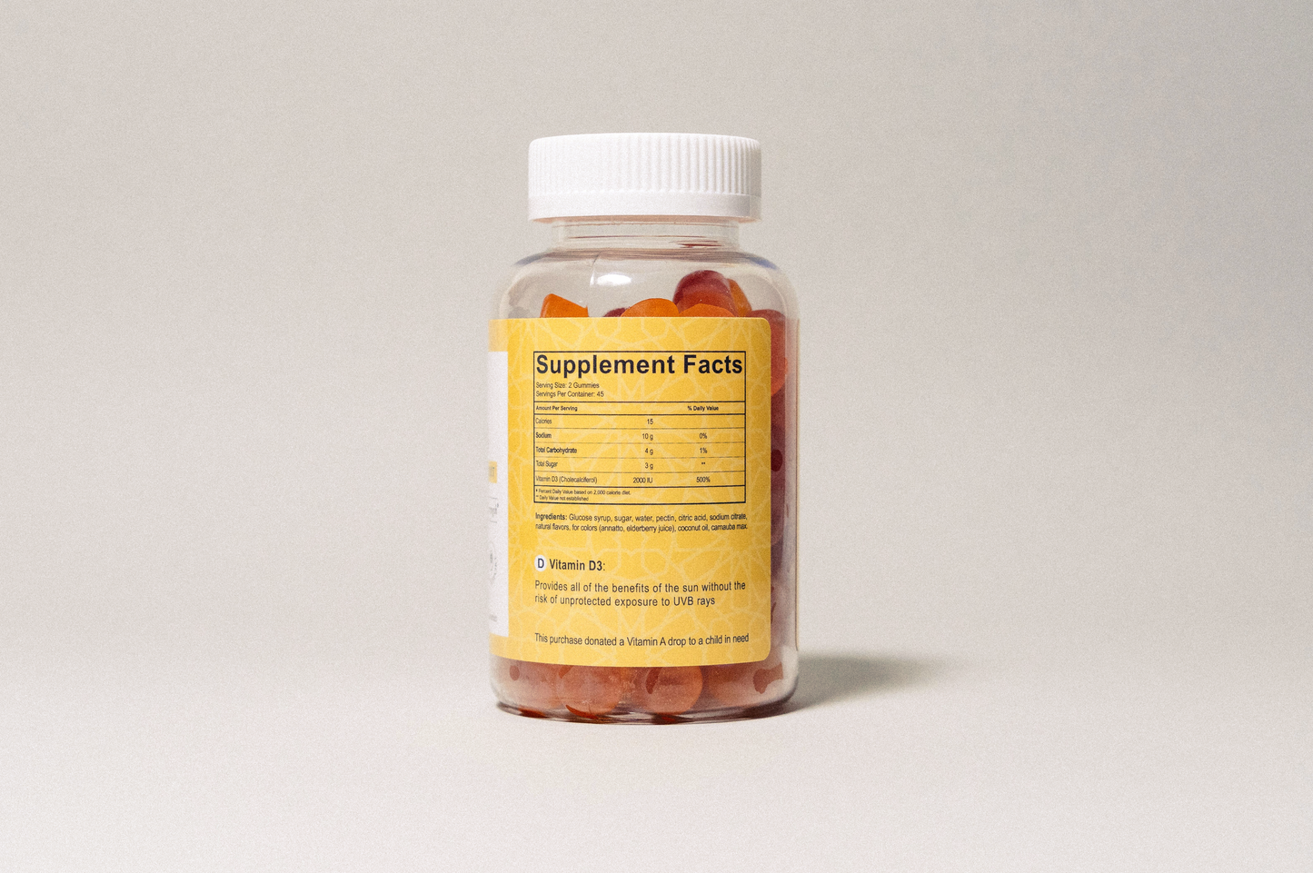 Halal Vitamin D3 2000 IU Gummies - 90 Count