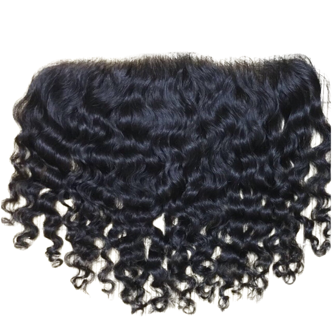Frontale en dentelle bouclée birmane brute