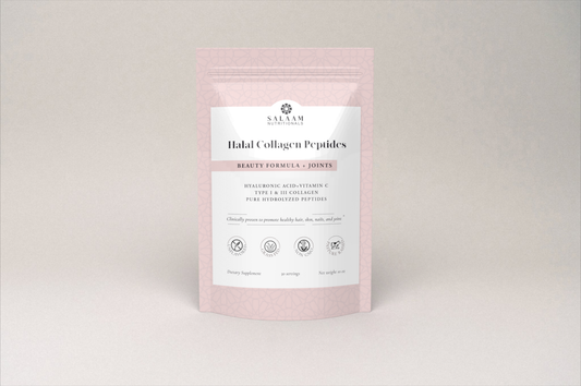 Pure Halal Collagen Hydrolyzed Peptides Type 1 & 3 Powder - With Vitamin C & Hyaluronic Acid